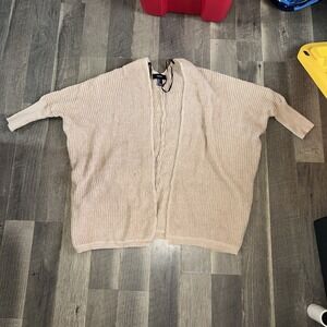 Womens F21 Contemporary Beige Bat Wing Knit Open Front Cardigan/Sweater, Size S